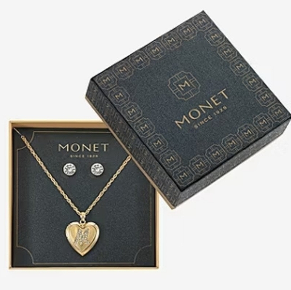 2 Piece Monet Heart Pendant Necklace & Earrings